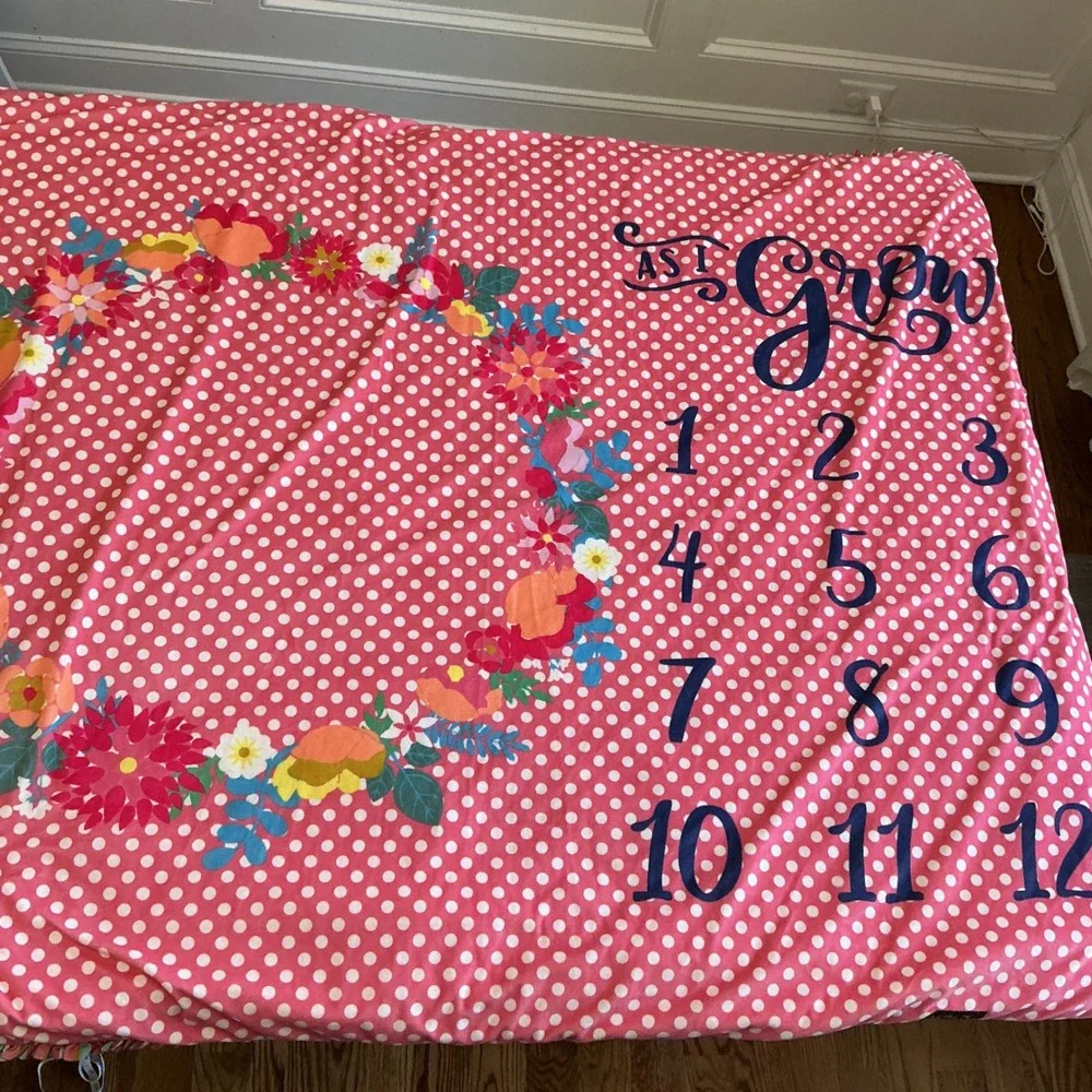 Matilda Jane Baby Milestone Blanket Pink Floral Polka Dot Ruffle Monthly 50x60‎